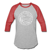 North Carolina Baseball T-Shirt - Retro Mountain Unisex North Carolina Raglan T Shirt - heather gray/red