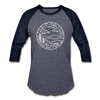 North Carolina Baseball T-Shirt - Retro Mountain Unisex North Carolina Raglan T Shirt - heather blue/navy