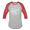 Oregon Baseball T-Shirt - Retro Mountain Unisex Oregon Raglan T Shirt - heather gray/red