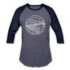Oregon Baseball T-Shirt - Retro Mountain Unisex Oregon Raglan T Shirt - heather blue/navy