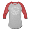 South Dakota Baseball T-Shirt - Retro Mountain Unisex South Dakota Raglan T Shirt - heather gray/red