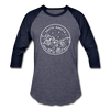 South Dakota Baseball T-Shirt - Retro Mountain Unisex South Dakota Raglan T Shirt - heather blue/navy
