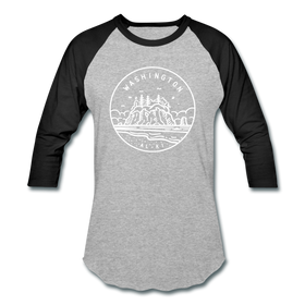 Washington Baseball T-Shirt - Retro Mountain Unisex Washington Raglan T Shirt - heather gray/black