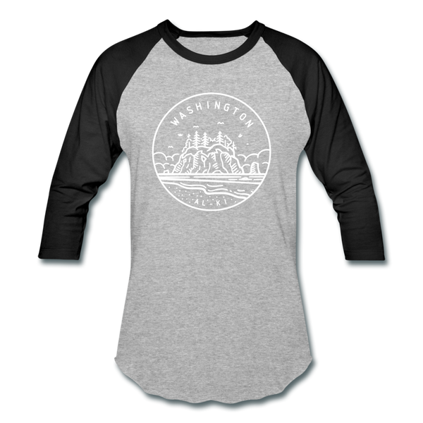 Washington Baseball T-Shirt - Retro Mountain Unisex Washington Raglan T Shirt - heather gray/black