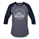 Washington Baseball T-Shirt - Retro Mountain Unisex Washington Raglan T Shirt - heather blue/navy