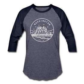 Washington Baseball T-Shirt - Retro Mountain Unisex Washington Raglan T Shirt - heather blue/navy