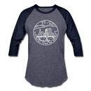 Ohio Baseball T-Shirt - Retro Mountain Unisex Ohio Raglan T Shirt - heather blue/navy