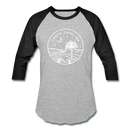 South Carolina Baseball T-Shirt - Retro Mountain Unisex South Carolina Raglan T Shirt - heather gray/black