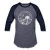 South Carolina Baseball T-Shirt - Retro Mountain Unisex South Carolina Raglan T Shirt - heather blue/navy
