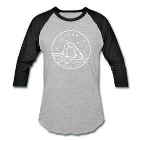 Utah Baseball T-Shirt - Retro Mountain Unisex Utah Raglan T Shirt - heather gray/black