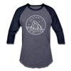 Utah Baseball T-Shirt - Retro Mountain Unisex Utah Raglan T Shirt - heather blue/navy