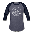Utah Baseball T-Shirt - Retro Mountain Unisex Utah Raglan T Shirt - heather blue/navy