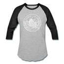Rhode Island Baseball T-Shirt - Retro Mountain Unisex Rhode Island Raglan T Shirt - heather gray/black