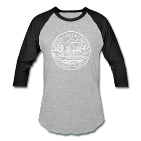 Virginia Baseball T-Shirt - Retro Mountain Unisex Virginia Raglan T Shirt - heather gray/black