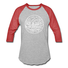 Virginia Baseball T-Shirt - Retro Mountain Unisex Virginia Raglan T Shirt - heather gray/red