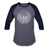 Virginia Baseball T-Shirt - Retro Mountain Unisex Virginia Raglan T Shirt - heather blue/navy
