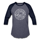 Tennessee Baseball T-Shirt - Retro Mountain Unisex Tennessee Raglan T Shirt - heather blue/navy