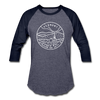 Vermont Baseball T-Shirt - Retro Mountain Unisex Vermont Raglan T Shirt - heather blue/navy