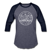 Wyoming Baseball T-Shirt - Retro Mountain Unisex Wyoming Raglan T Shirt - heather blue/navy