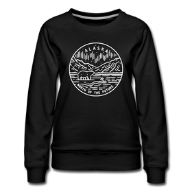 Alaska Women's Sweatshirt - Retro Mountain Women's Alaska Crewneck Sweatshirt - black