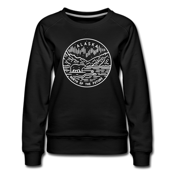 Alaska Women's Sweatshirt - Retro Mountain Women's Alaska Crewneck Sweatshirt - black