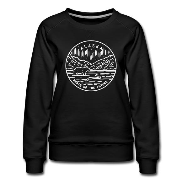Alaska Women's Sweatshirt - Retro Mountain Women's Alaska Crewneck Sweatshirt - black