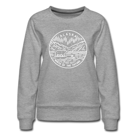 Alaska Women's Sweatshirt - Retro Mountain Women's Alaska Crewneck Sweatshirt - heather gray