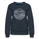 Alaska Women's Sweatshirt - Retro Mountain Women's Alaska Crewneck Sweatshirt - navy