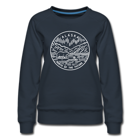Alaska Women's Sweatshirt - Retro Mountain Women's Alaska Crewneck Sweatshirt - navy