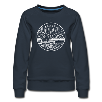 Alaska Women's Sweatshirt - Retro Mountain Women's Alaska Crewneck Sweatshirt - navy
