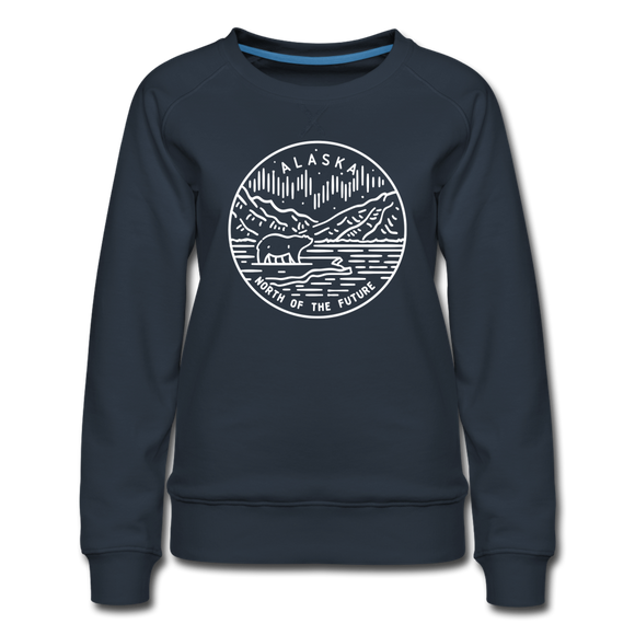 Alaska Women's Sweatshirt - Retro Mountain Women's Alaska Crewneck Sweatshirt - navy