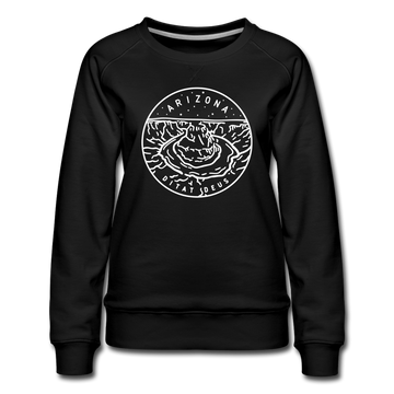 Arizona Women's Sweatshirt - Retro Mountain Women's Arizona Crewneck Sweatshirt - black