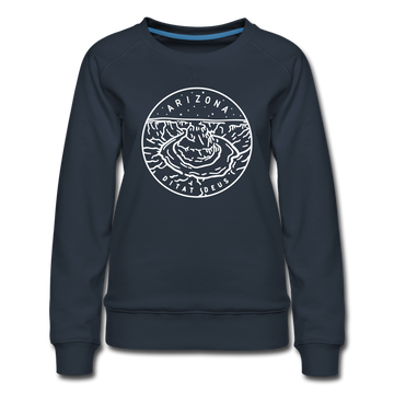 Arizona Women's Sweatshirt - Retro Mountain Women's Arizona Crewneck Sweatshirt - navy