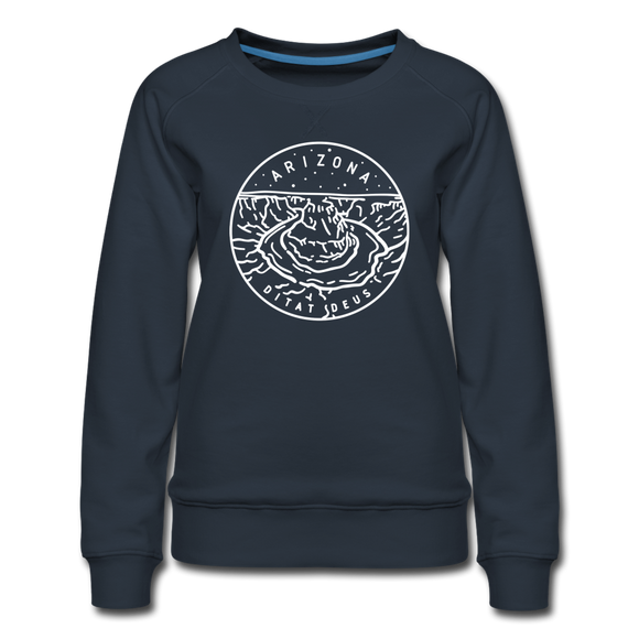 Arizona Women's Sweatshirt - Retro Mountain Women's Arizona Crewneck Sweatshirt - navy