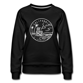 California Women's Sweatshirt - Retro Mountain Women's California Crewneck Sweatshirt - black