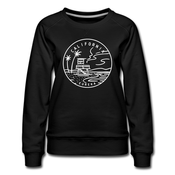 California Women's Sweatshirt - Retro Mountain Women's California Crewneck Sweatshirt - black