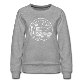 California Women's Sweatshirt - Retro Mountain Women's California Crewneck Sweatshirt - heather gray