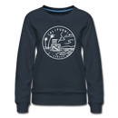 California Women's Sweatshirt - Retro Mountain Women's California Crewneck Sweatshirt - navy
