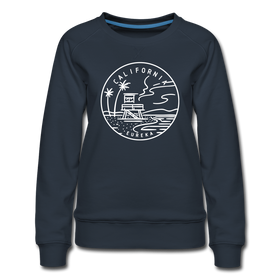 California Women's Sweatshirt - Retro Mountain Women's California Crewneck Sweatshirt - navy