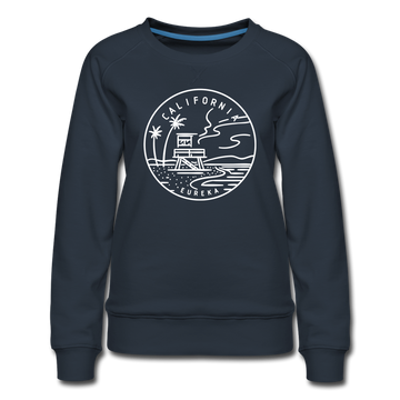 California Women's Sweatshirt - Retro Mountain Women's California Crewneck Sweatshirt - navy