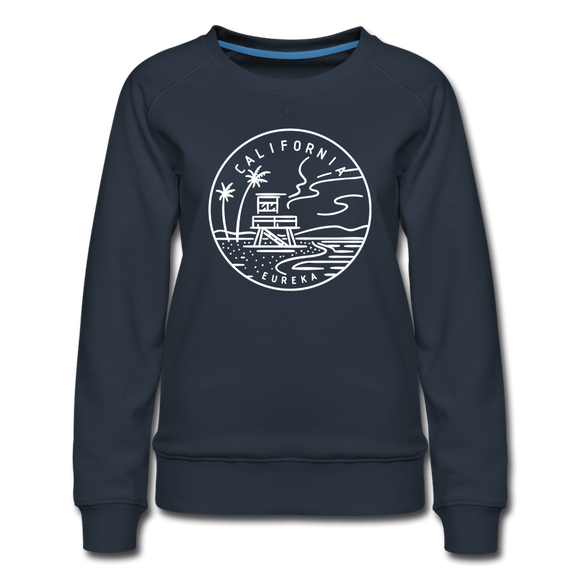 California Women's Sweatshirt - Retro Mountain Women's California Crewneck Sweatshirt - navy