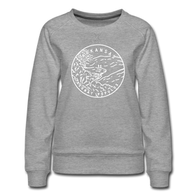 Arkansas Women's Sweatshirt - Retro Mountain Women's Arkansas Crewneck Sweatshirt - heather gray
