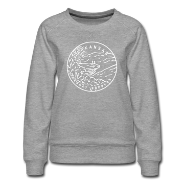 Arkansas Women's Sweatshirt - Retro Mountain Women's Arkansas Crewneck Sweatshirt - heather gray