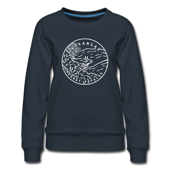 Arkansas Women's Sweatshirt - Retro Mountain Women's Arkansas Crewneck Sweatshirt - navy