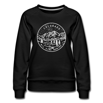 Colorado Women's Sweatshirt - Retro Mountain Women's Colorado Crewneck Sweatshirt - black