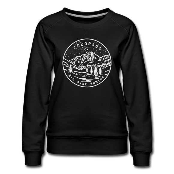 Colorado Women's Sweatshirt - Retro Mountain Women's Colorado Crewneck Sweatshirt - black