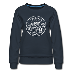 Colorado Women's Sweatshirt - Retro Mountain Women's Colorado Crewneck Sweatshirt - navy