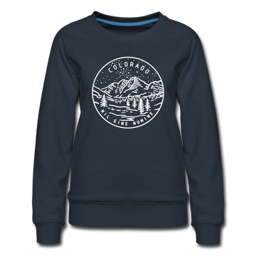 Colorado Women's Sweatshirt - Retro Mountain Women's Colorado Crewneck Sweatshirt - navy