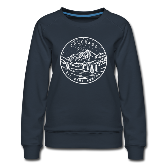 Colorado Women's Sweatshirt - Retro Mountain Women's Colorado Crewneck Sweatshirt - navy