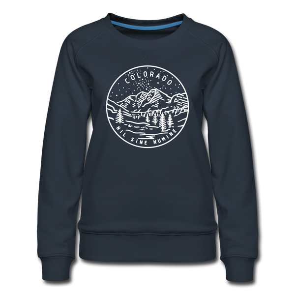 Colorado Women's Sweatshirt - Retro Mountain Women's Colorado Crewneck Sweatshirt - navy